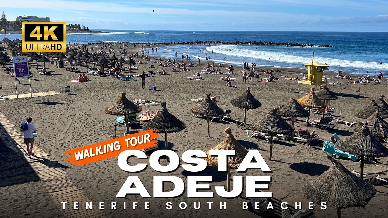 Walking Costa Adeje 🇮🇨 Sunny Winter Day in Tenerife South | 4K Tour