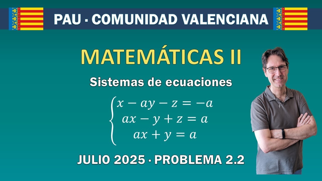 PAU Comunidad Valenciana – Matemáticas II: Problema 2.2 (Julio 2025) | Resuelto paso a paso