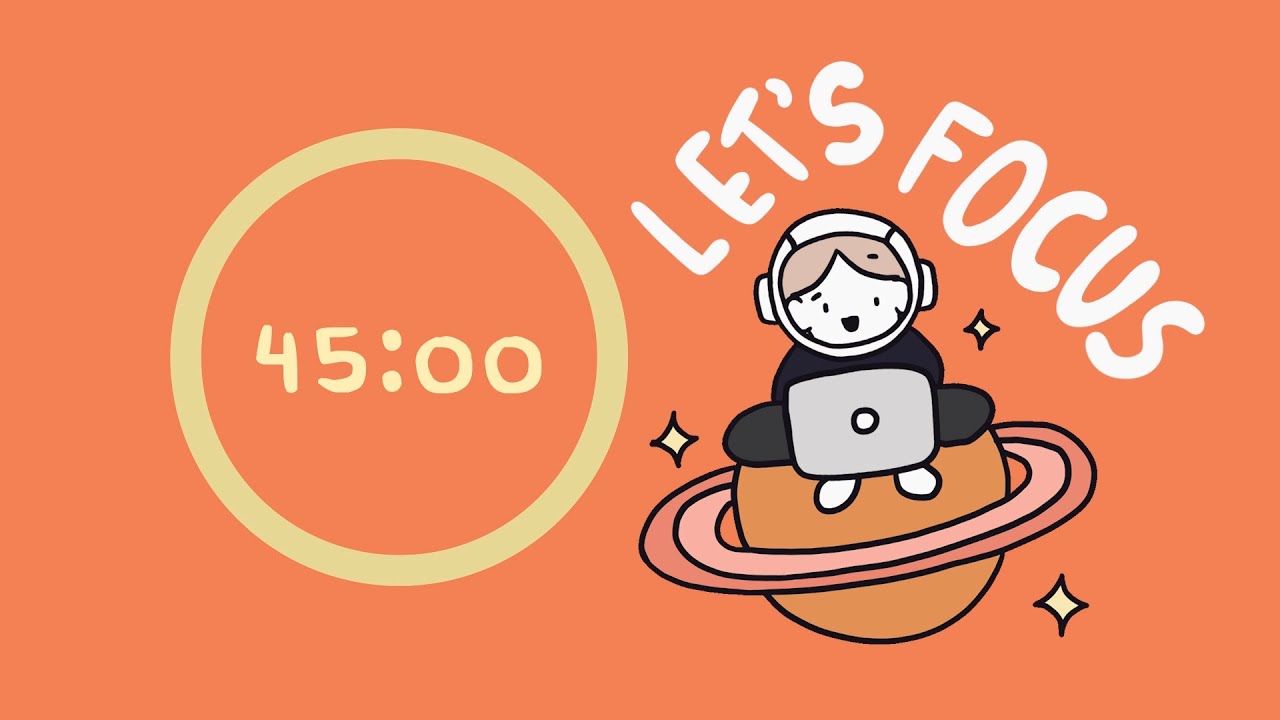 Pomodoro Timer 4x45 (3hr) | ADHD | Let's get focused! | Lofi + white noise ♡