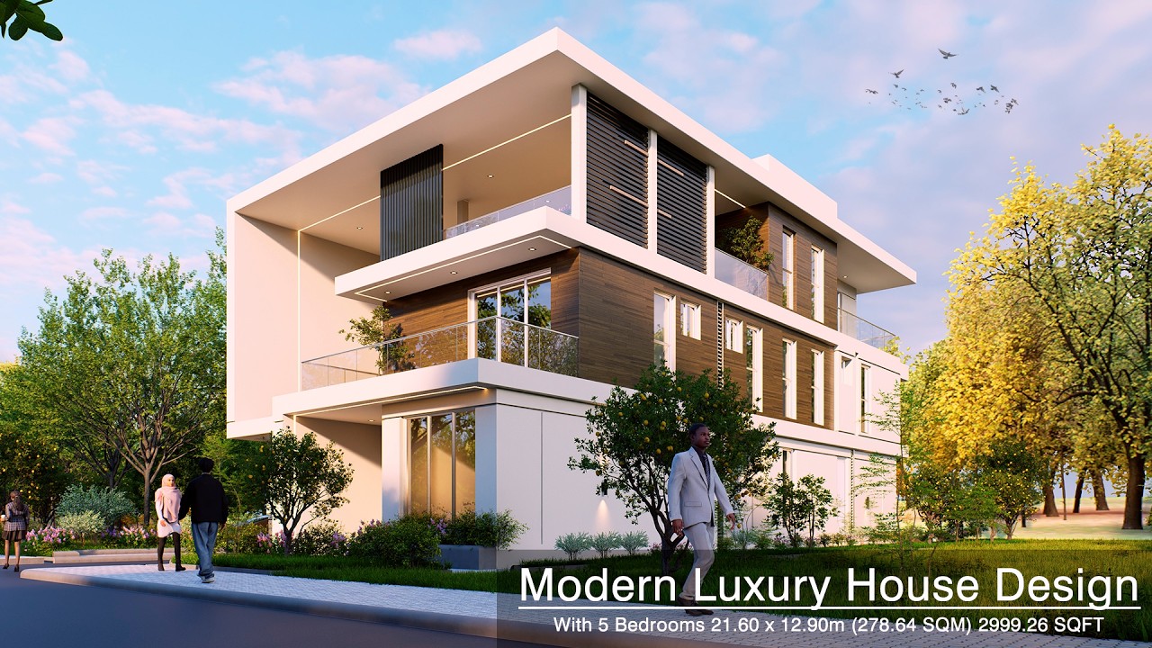 Modern Luxury House Design | 21.60 x 12.90m | 5-Bedroom House with Pool