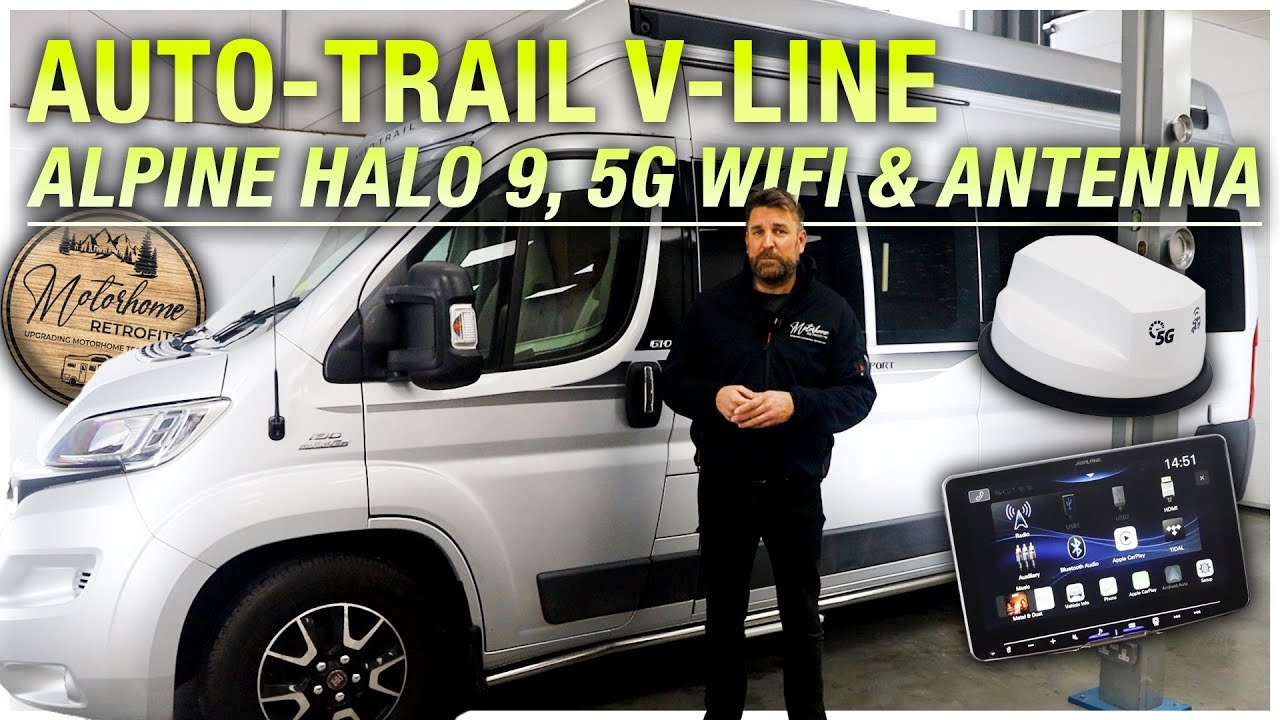 Автодом Auto-Trail, модернизированный системой Alpine Halo 9, Wi-Fi 5G и антенной DAB/FM.