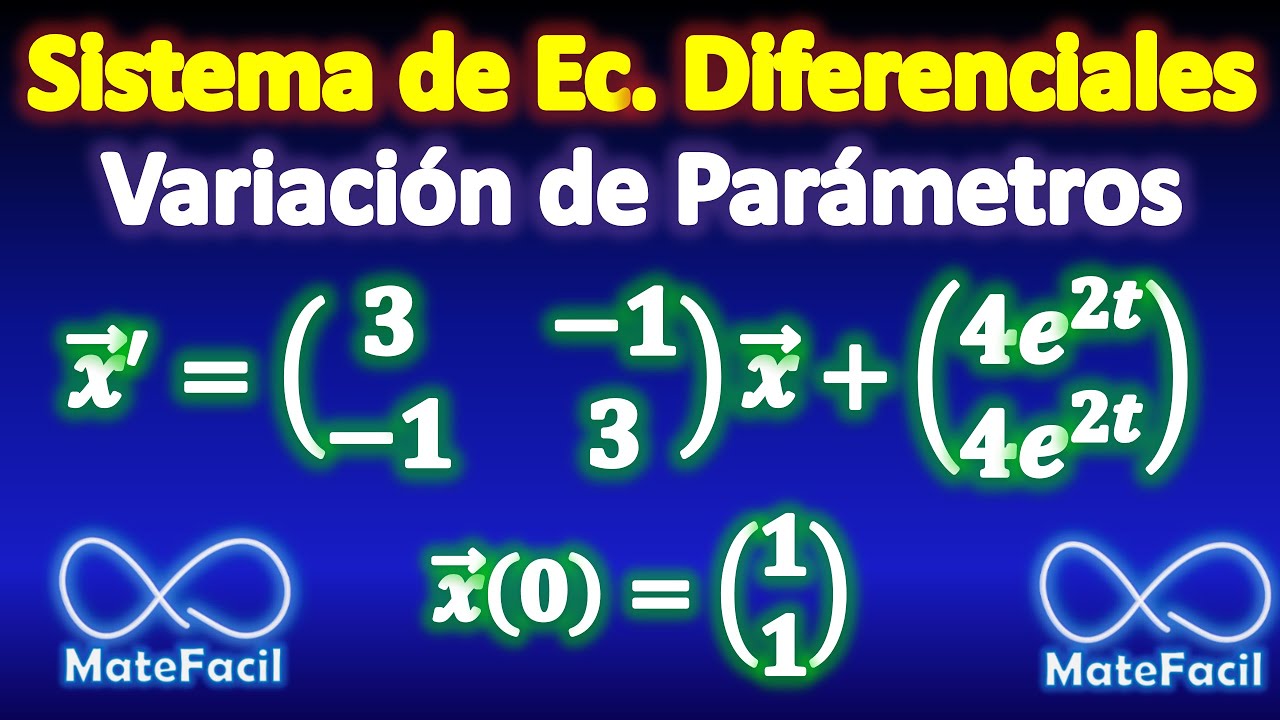 Sistema de Ecuaciones Diferenciales VARIACIÓN DE PARÁMETROS, con condición inicial