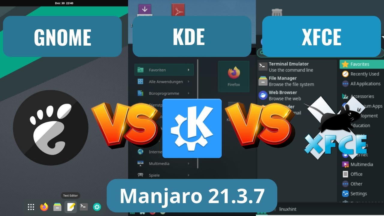 Manjaro 21.3.7 GNOME vs KDE vs XFCE (RAM Consumption)