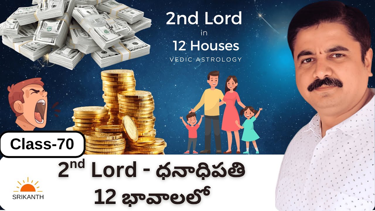 Class 70 | 2nd lord in 12 Houses | Srikanth Astro Telugu| 12 భావాలలో ధనాధిపతి  | Second lord