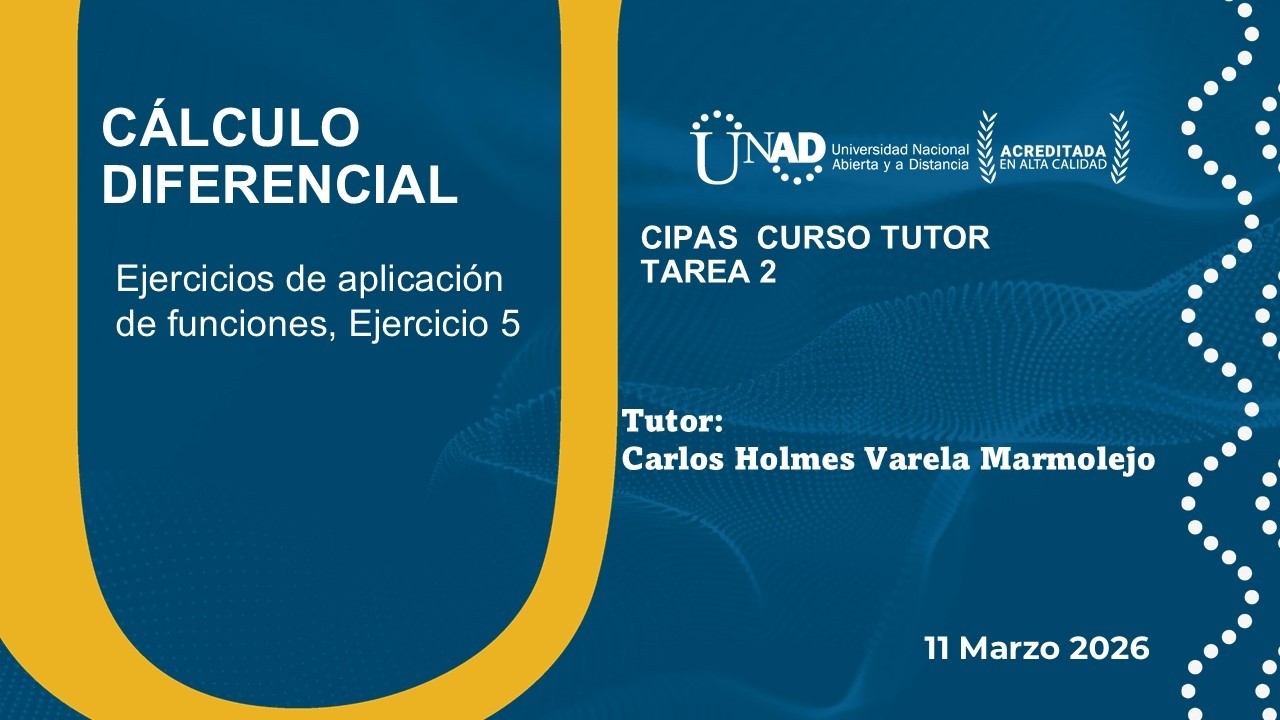 Calculo Diferencial UNAD Ejercicios de aplicación de funciones, Ejercicio 5