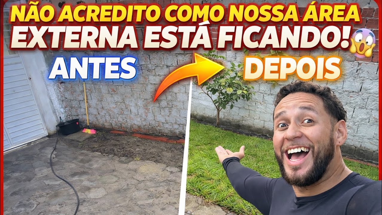 COMEÇAMOS A TRANSFORMAR NOSSA ÁREA EXTERNA! Colocamos gramado e plantamos goiaba 🌱😱