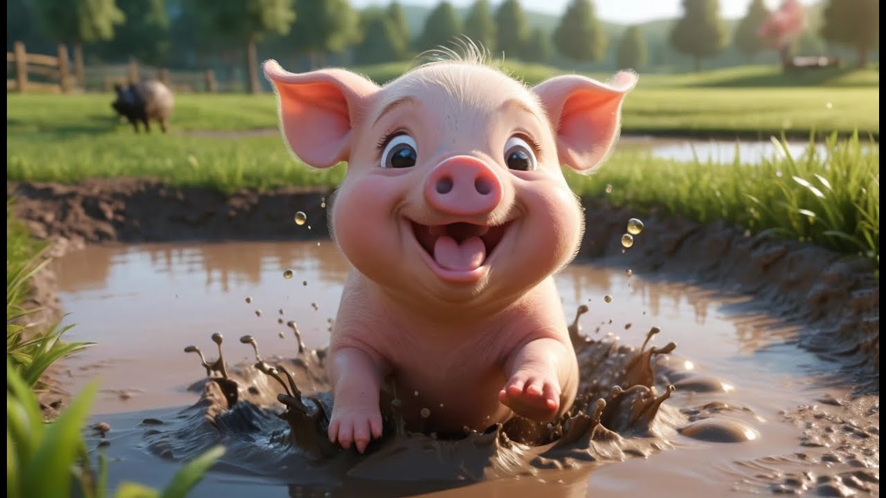 Minecraft Baby Pig Rolled Into a Muddy Pond | Kids Songs & Nursery Rhymes