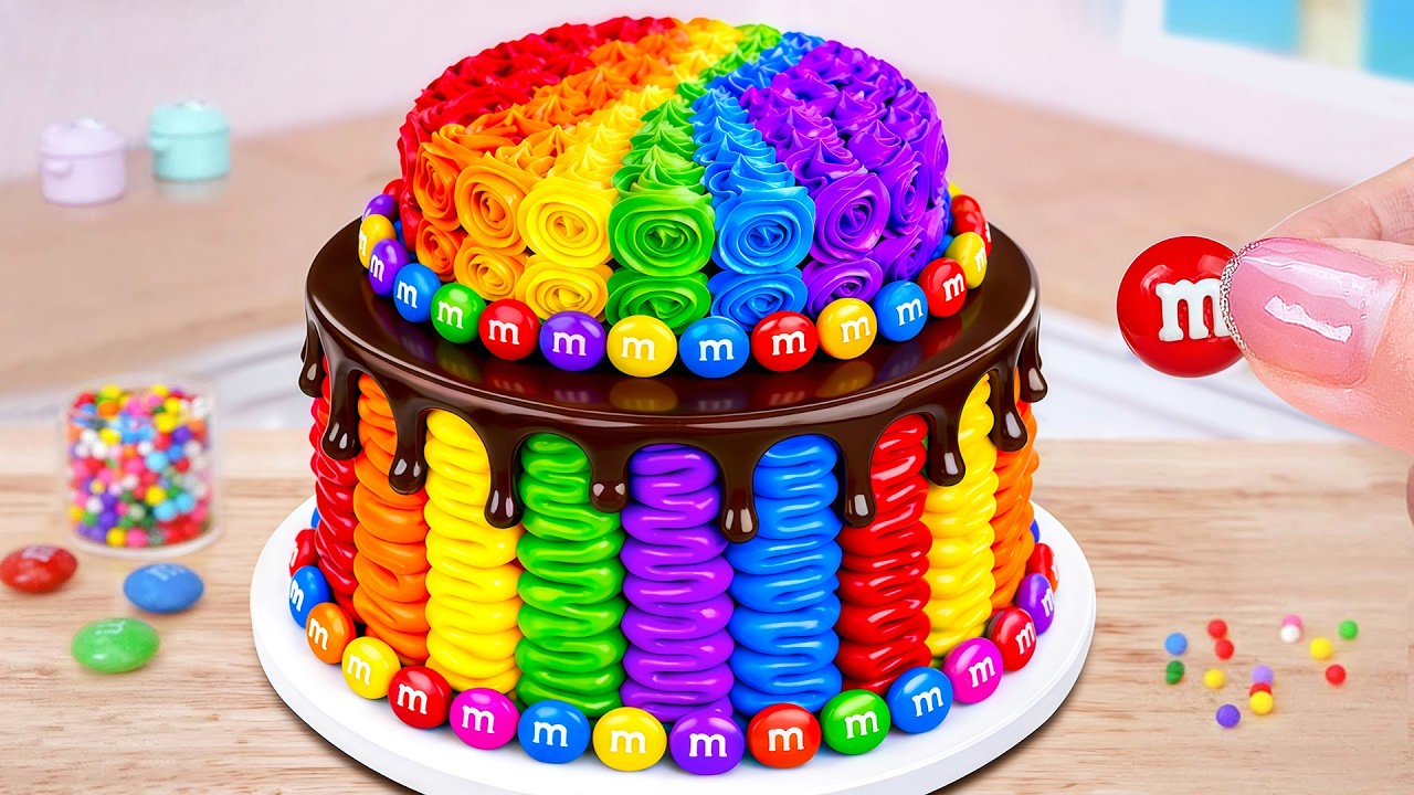 Perfect Miniature Rainbow Buttercream Cake ✨🌈 ASMR Satisfying Mini Cake Decorating 💗 Mini Wonderful