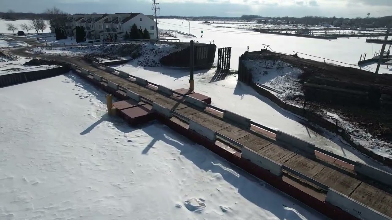 🚗🏝️Temporary Barge Bridge to Harbor Island! Port Clinton.
