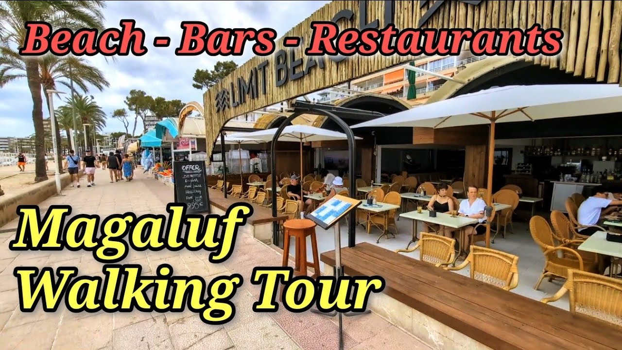 Magaluf Walking Tour Summer 2025 | Seafront Bars, Beach Views & Holiday Atmosphere