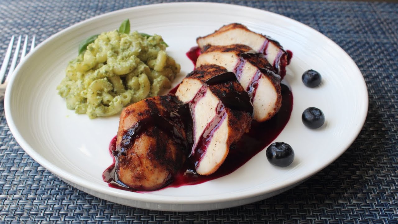 Red, White & Blueberry Grilled Chicken - Spicy Chili-Rubbed Chicken with Sweet Sour Blueberry Sauce