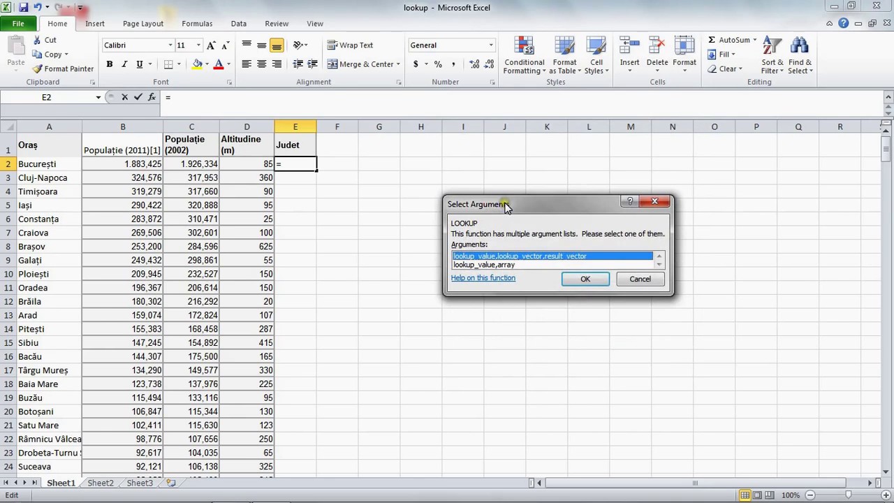 Functia lookup in Excel - explicatii