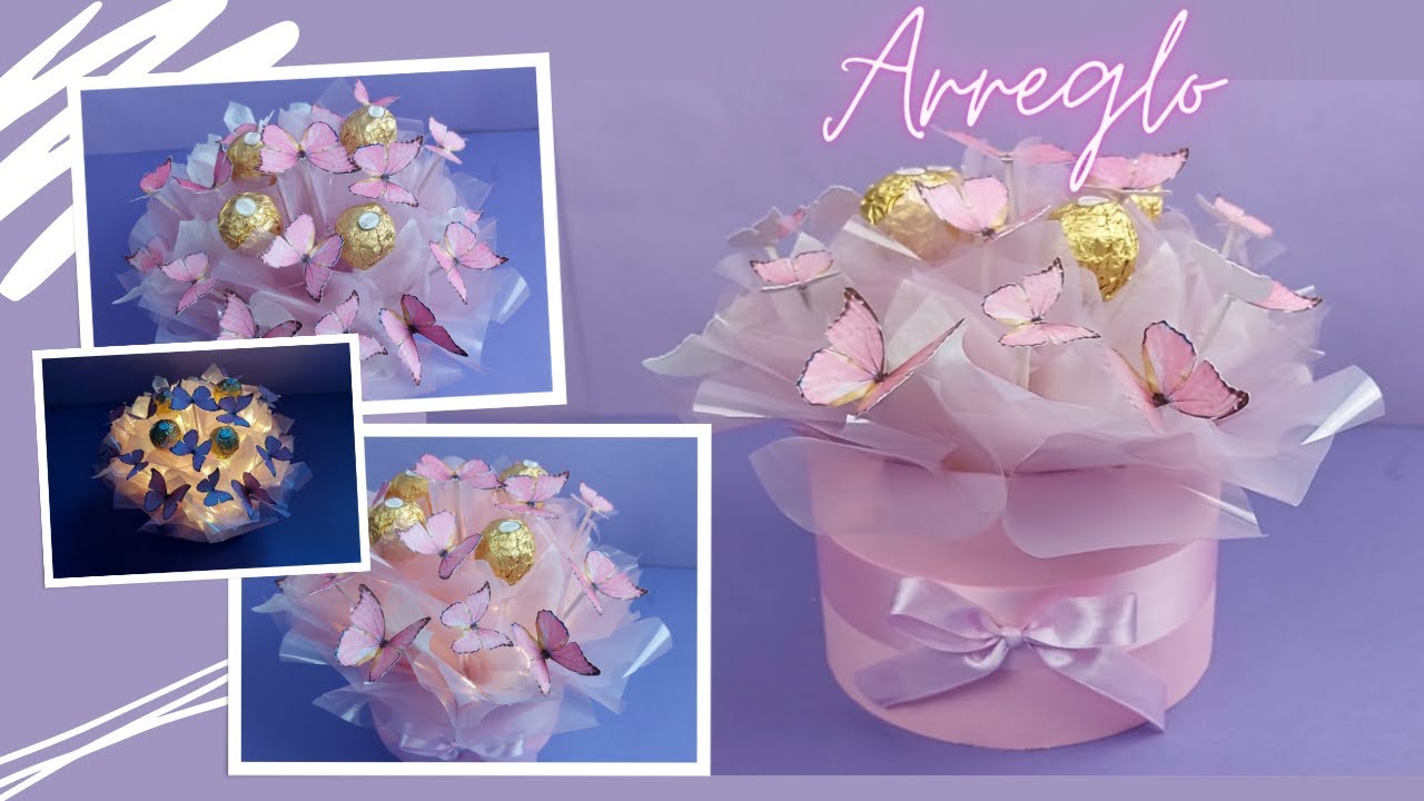 Arreglo con mariposas eternas y chocolates || Fácil y accesible