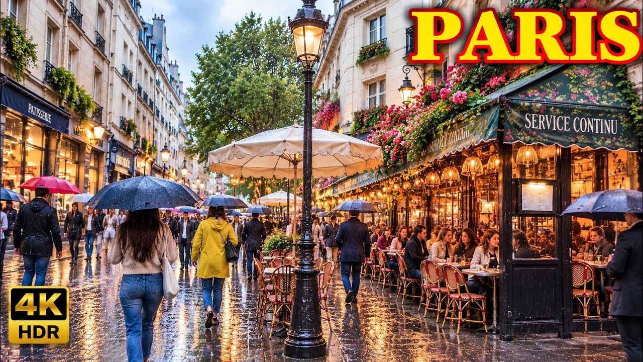 Paris France 🇫🇷 - Rainy Evening Walk☔️🥐☕️- 4K HDR Walking Tour 2026 | 4K PARIS | A Walk In Paris
