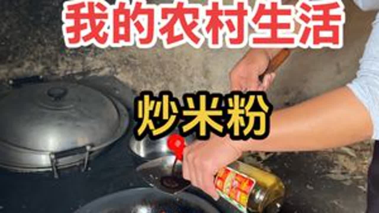 今天又去木薯地干活了，挖大薯累累的，猪肉佬炒个米粉给我吃，太香了😁#我的农村生活#我的乡村生活 #农村美食 #炒米粉