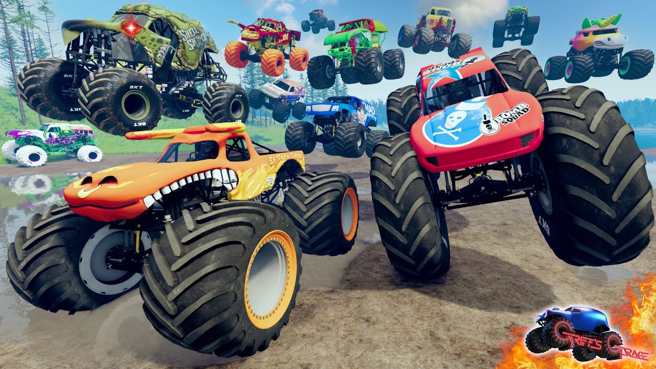 Monster Jam INSANE Monster Truck Mud Battle and Monster Truck Crashes #5 | BeamNG Drive Mods