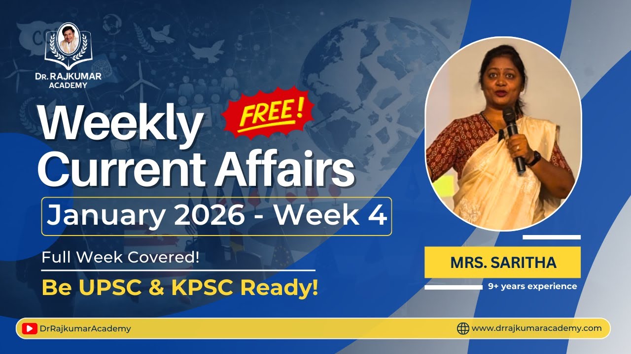 Master January 2026 4th Week CA + GS Insights by Mrs. Saritha Ma’am | Dr. Rajkumar IAS/KAS Academy