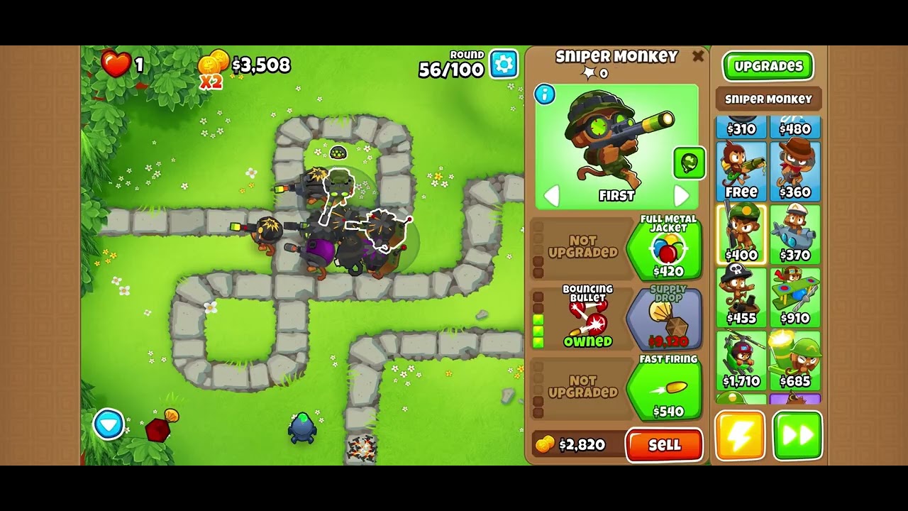 Btd6 one type of monkey challenge part 4/sniper monkey