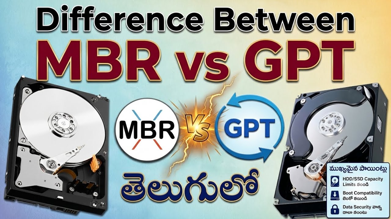 Difference Between MBR Vs GPT Disk in Telugu