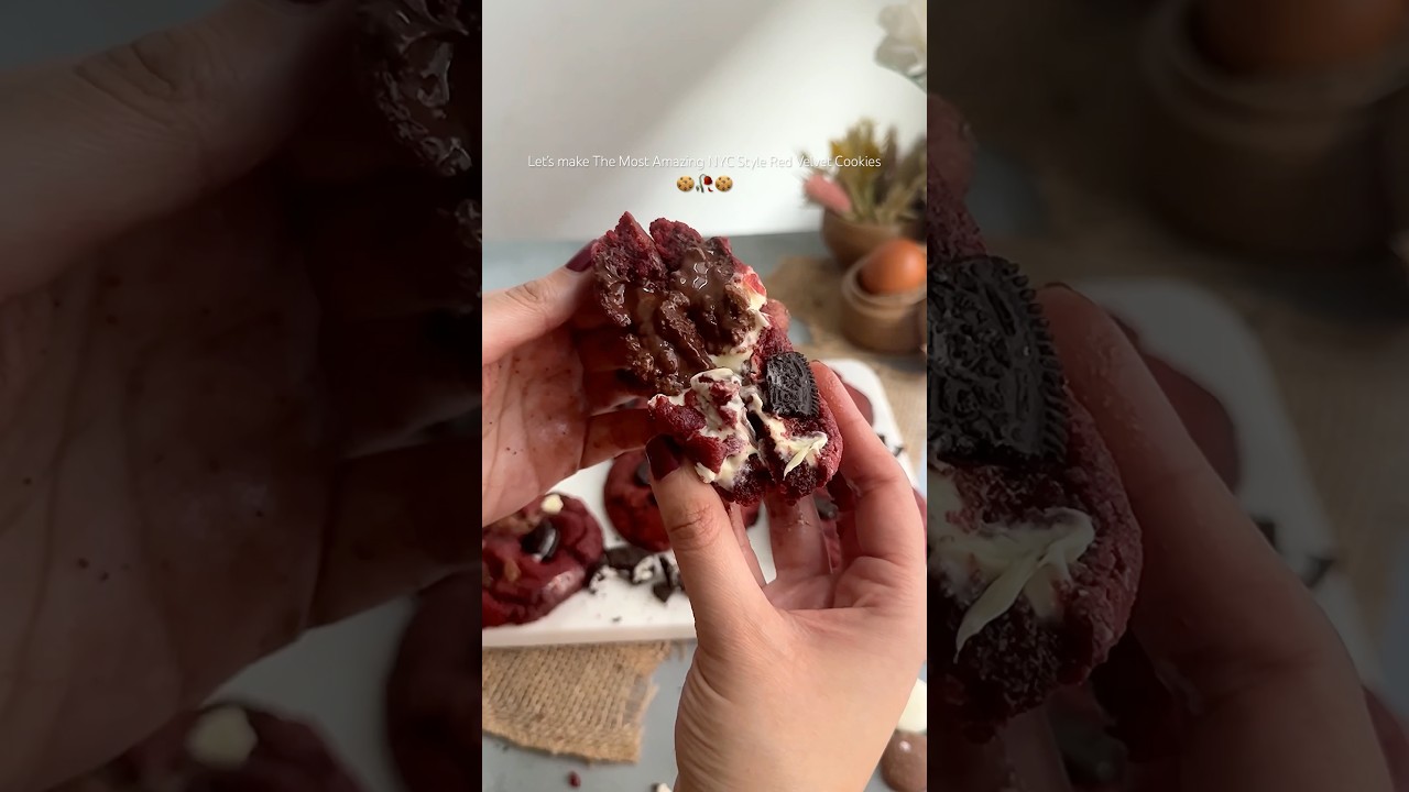 NYC STYLE THICK RED VELVET COOKIES RECIPE! #redvelvetcookoesrecipe #thickcookiesrecipe #cookies