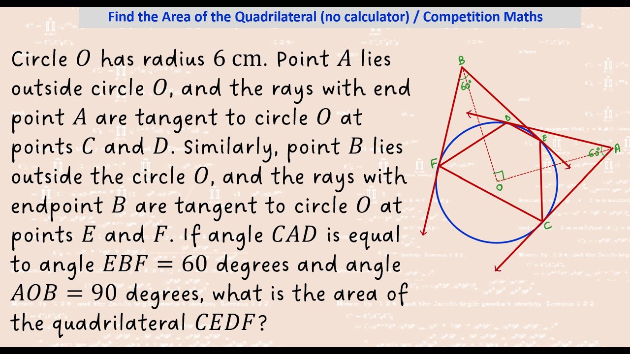 Find the Area of the Quadrilateral (no calculator) / Competition Maths