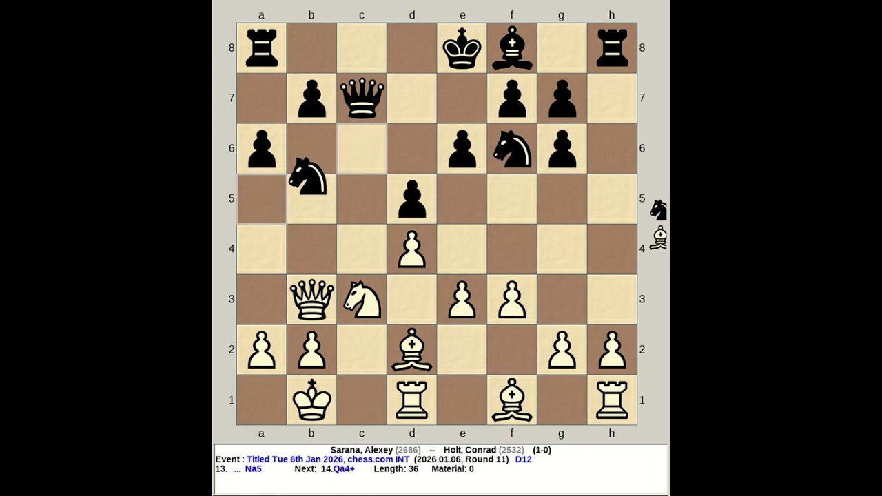 Sarana, Alexey vs Holt, Conrad | Titled Tuesday 6th January 2006, chess com INT