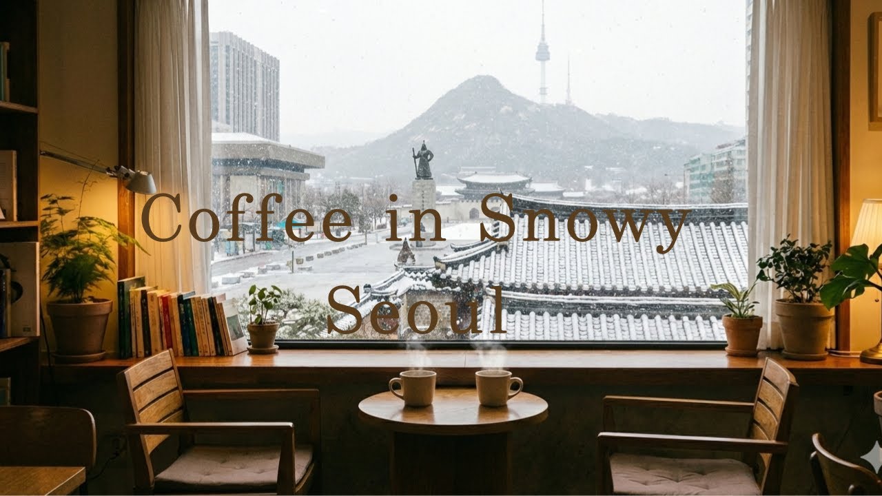 Snowy Seoul Café ☕ Cozy Coffee Shop Music | Winter Jazz & Chill