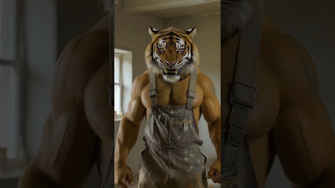 القط مياو والنمر العصبي😡والإنتقام في موقع الشغل😱نهاية صادمة جدا #cat #ai #shorts