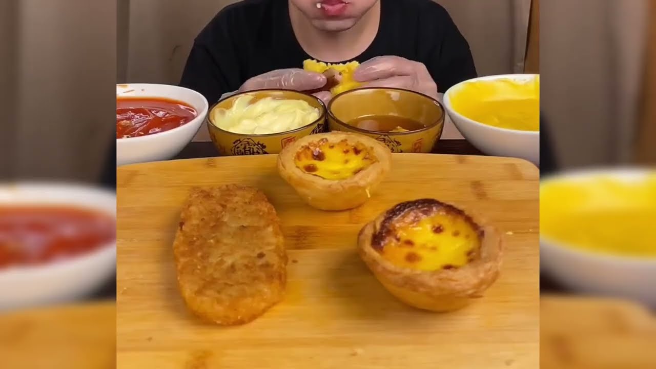 ASMR MUKBANG |🍔Delicious Four-layer pork fillet thick egg burger meets crispy egg tart hash browns!