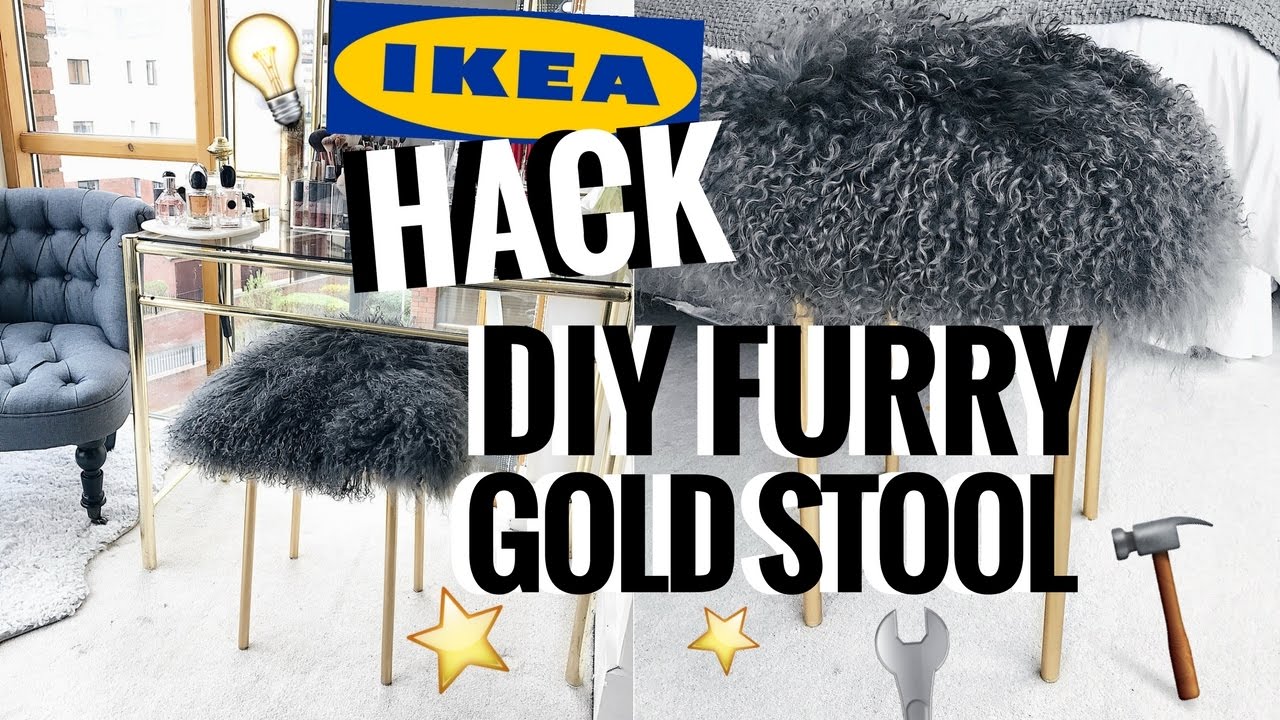 EASIEST IKEA HACK EVER?!💡 🛠️  DIY FURRY GREY STOOL GOLD LEGS | CIARA O DOHERTY