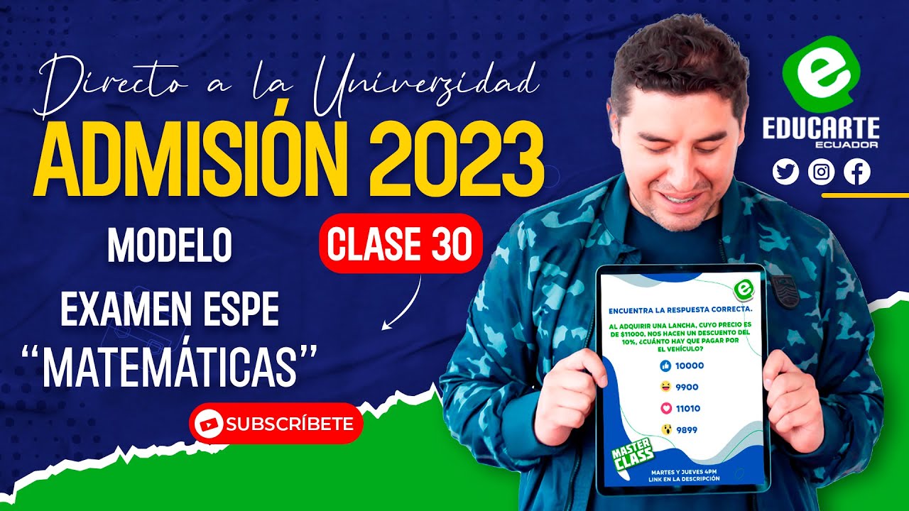✅Curso Universidades 2023 | Modelo Examen ESPE - Matemáticas #Clase30