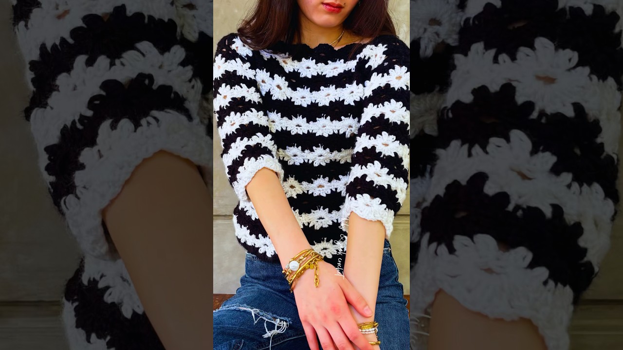 FREE DIY Easy Mid Sleeve Crochet Sweater Pattern for Beginners #crochetsweater #freecrochetpattern