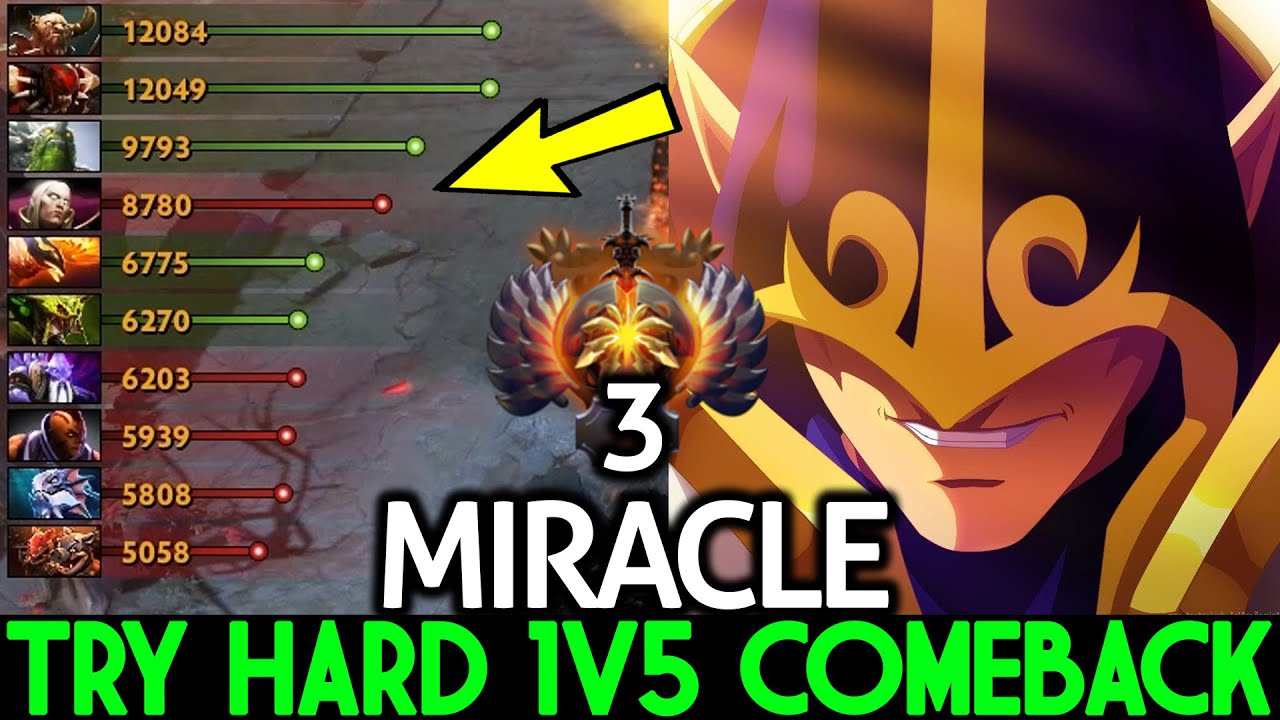 MIRACLE [Invoker] Epic Comeback Tryhard 1v5 Crazy Plays Dota 2