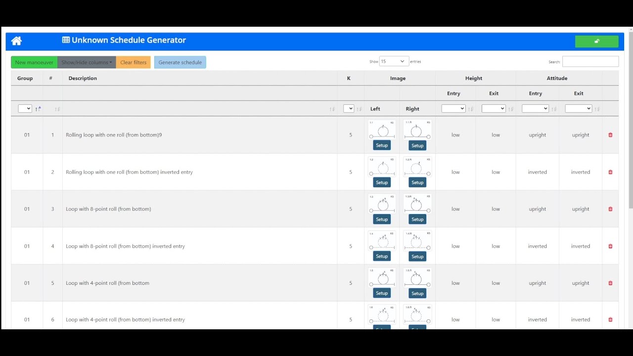 Unknown Schedule Generator in Notauscore