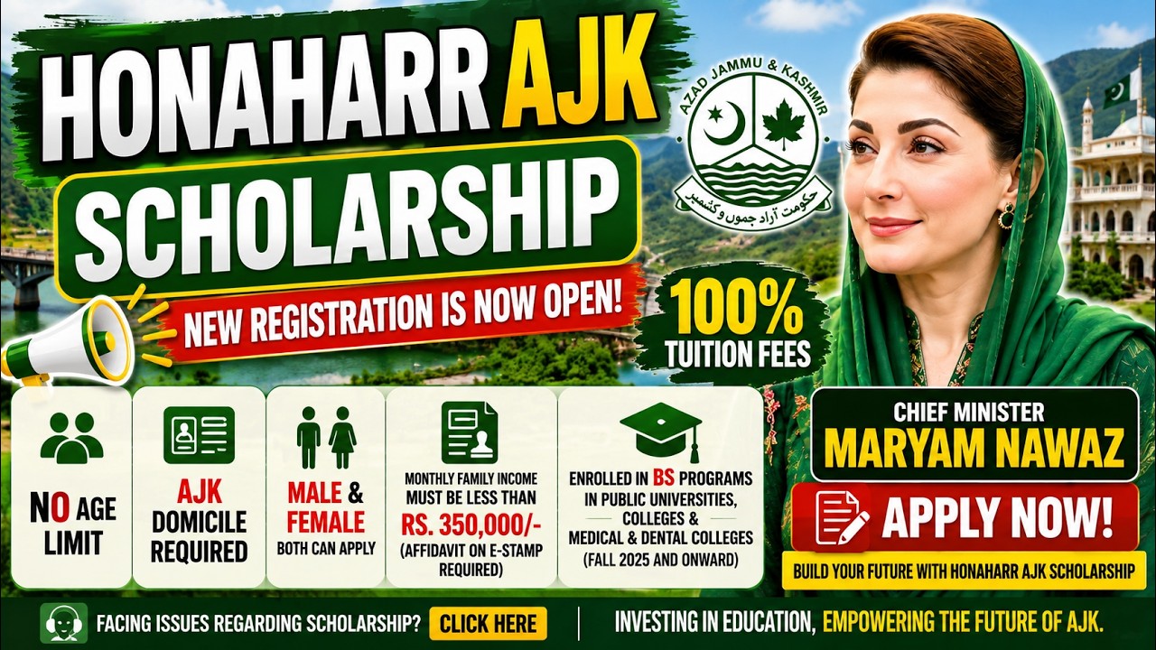 Honahaar AJK Scholarship 2026 | New Registration Started | Eligibility, Apply Process & Last Details