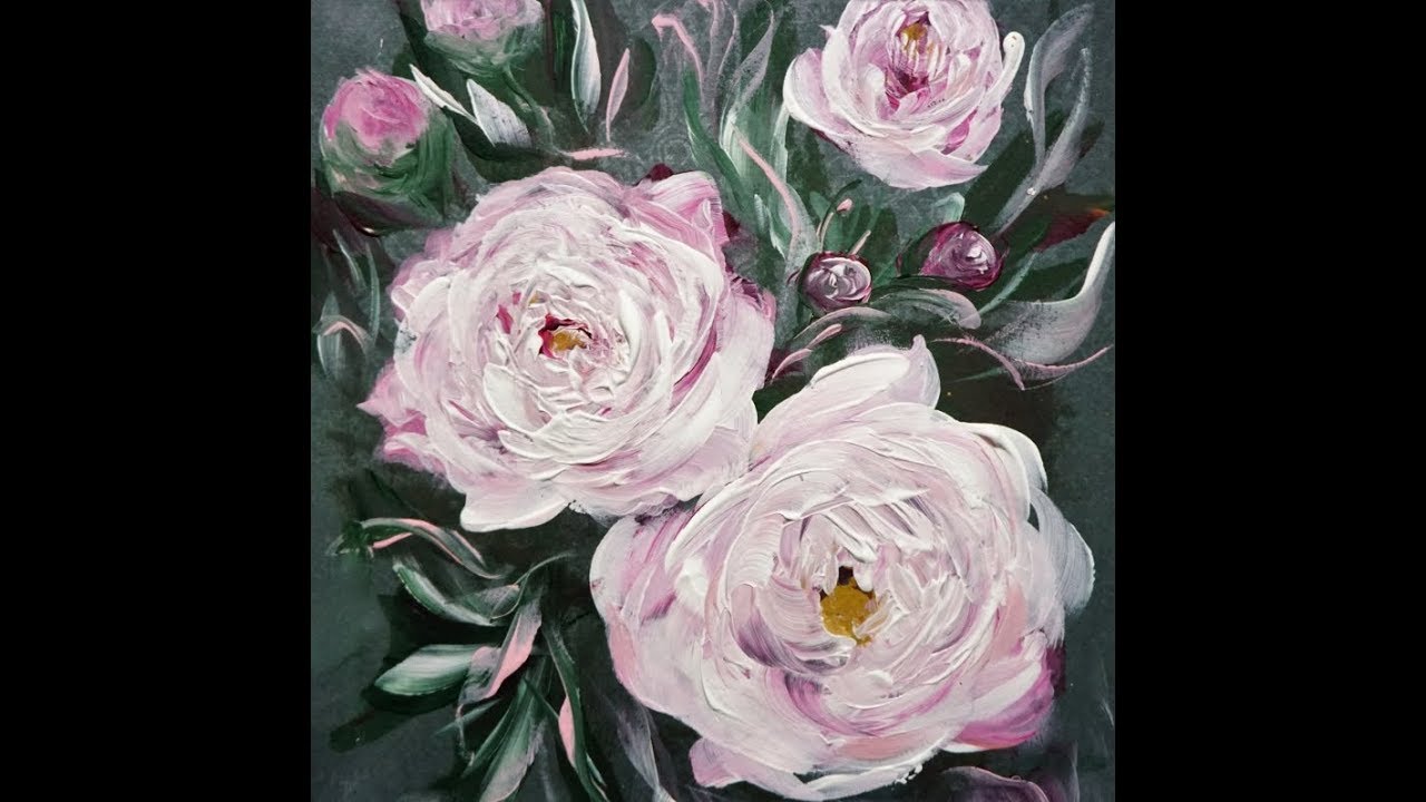 How to paint Peonies/Acrylic/Pfingstrosen malen/Frühlingsgrüsse bis zum Sommer-Demo 3/V201