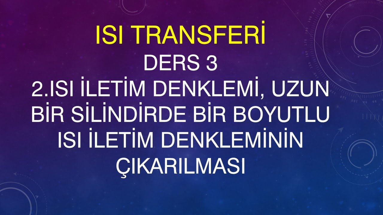 Ders 3, Isı transferi, 2. Bölüm, Uzun bir silindirde bir boyutlu ısı iletim denkleminin çıkarılması