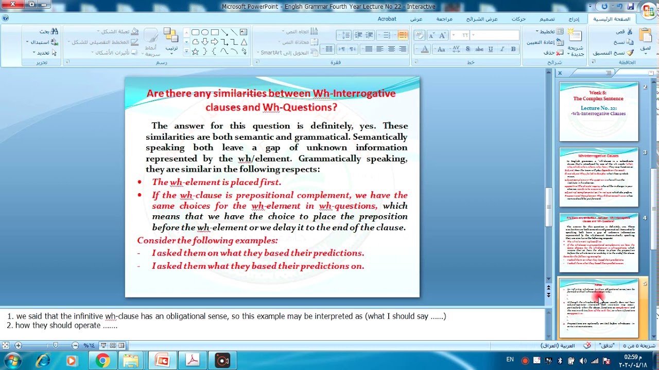 Lecture 22 Wh Interrogative Clauses