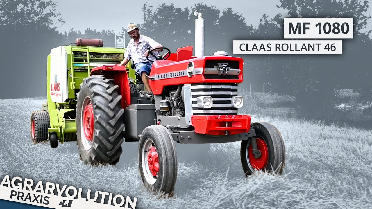 Massey Ferguson 1080 + Claas Rollant 46 &bull; Baling of Wheat straw | Agrarvolution Praxis