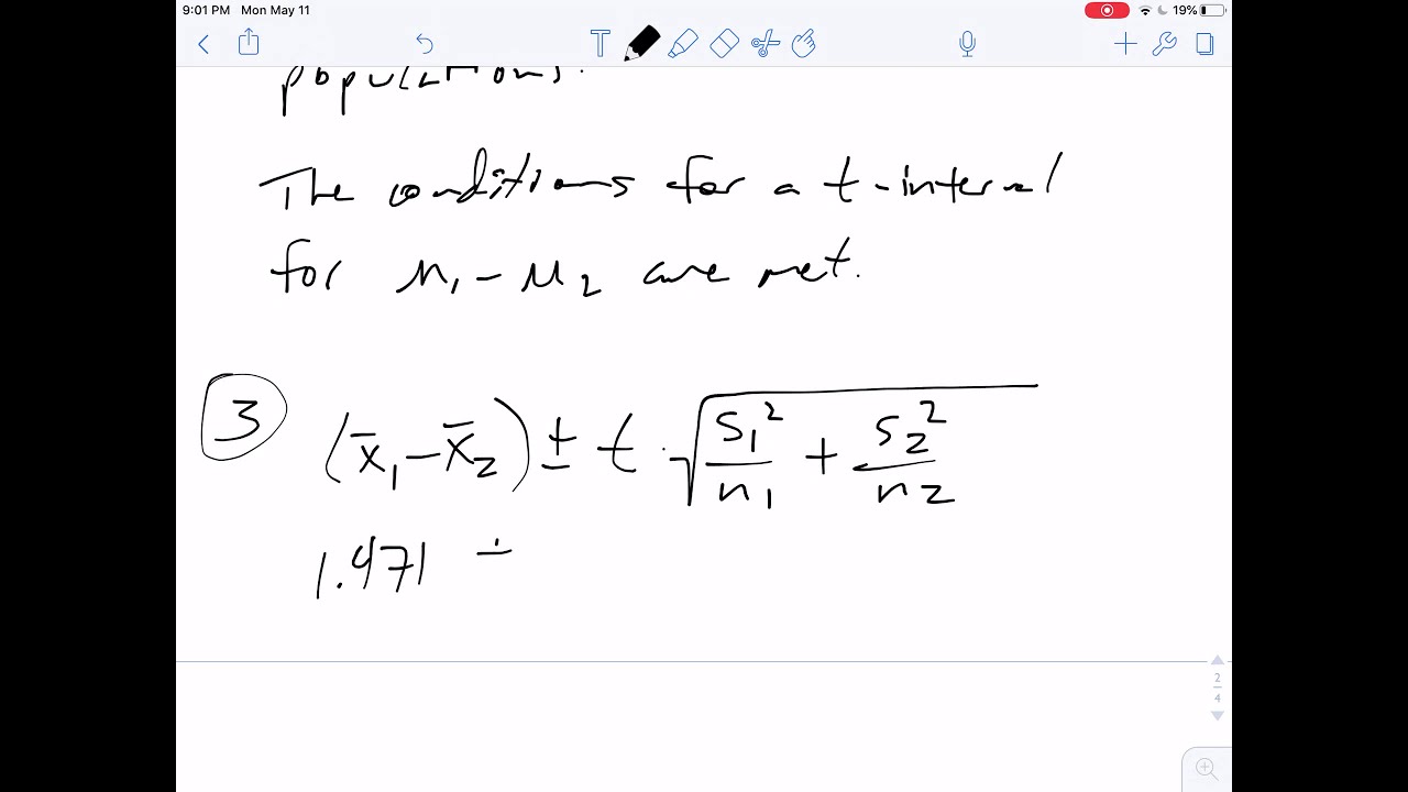 t-Interval for the Difference of Population Means