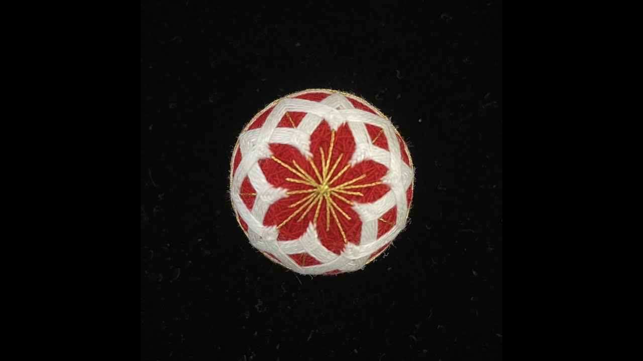 Temari Ball Embroidery Kit Tutorial - Sakura, Japanese handcraft, traditional kiku pattern