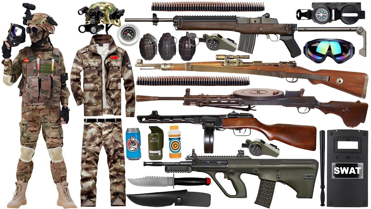 Special Forces military toy gun set unboxing, 98K sniper rifle, RPG rocket launcher,Delta Force gear