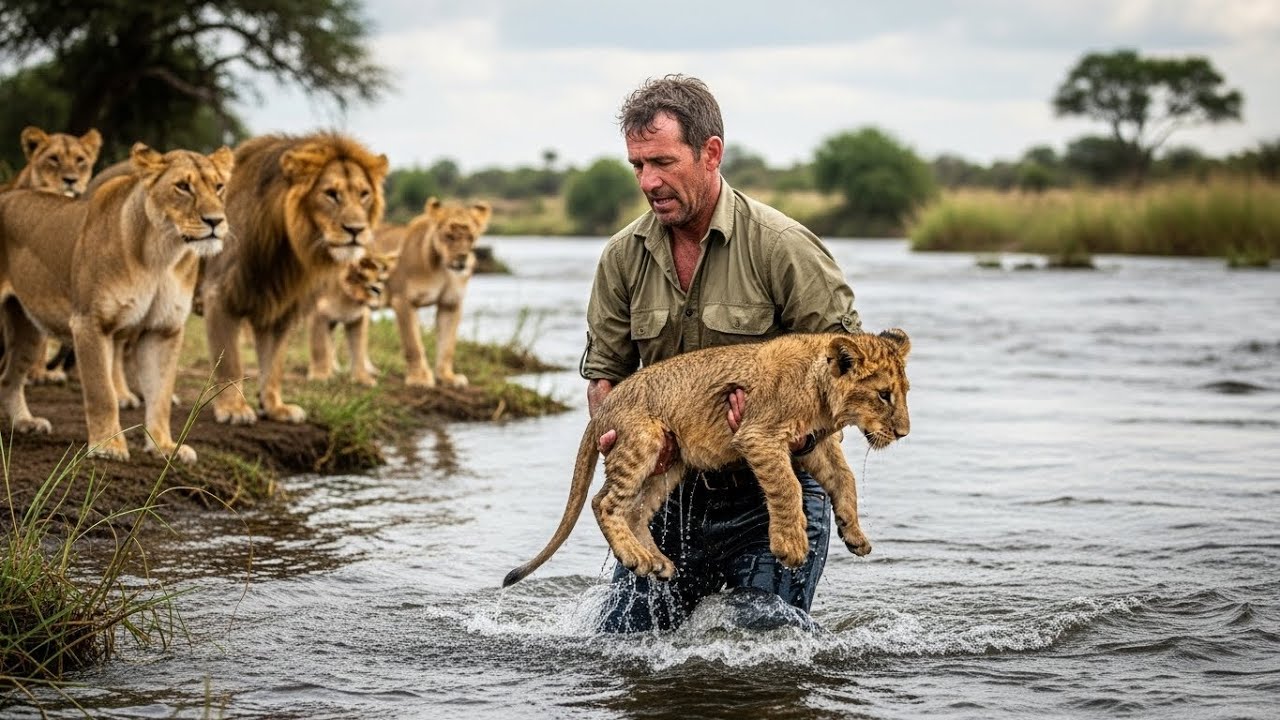 Man Saves Drowning Lion Cub — Then the Pride Does Something Unthinkable!