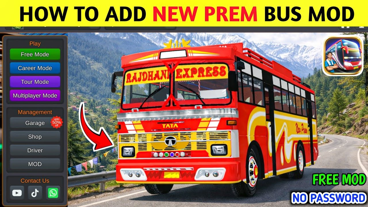 How to add New Prem Bus Mod in Bus Simulator Indonesia 🔥 No Password Indian Bus Mod Bussid 😍