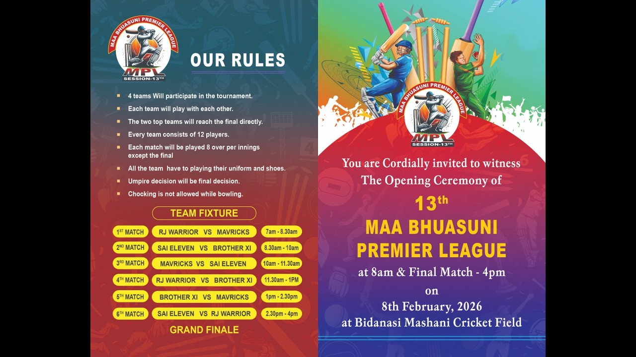 🛑LIVE : 13TH MAA BHUASUNI PREMIER LEAGUE || M4 - RJ WARRIORS vs BROTHERS XI ||