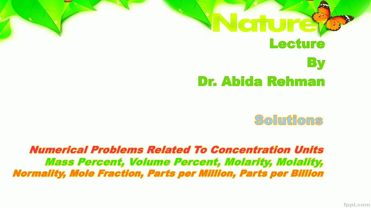 Numerical Problems Related to Concentrations Units Used for Solutions (Urdu/Hindi/English)