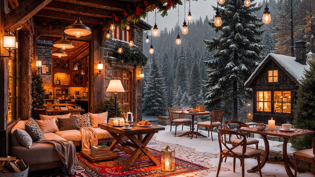 Warm Morning Jazz Music at Winter Coffee Shop Ambience ☃️ Relaxing Jazz Background Music for Study