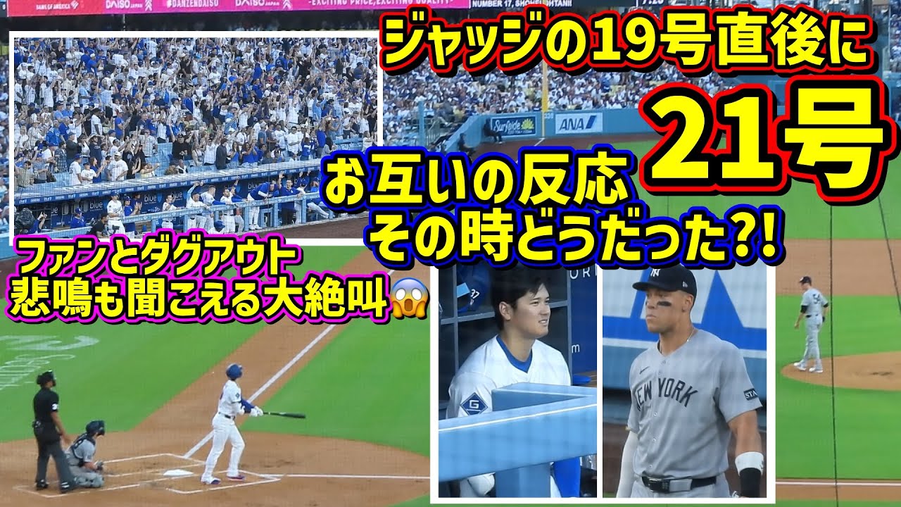 史上初‼️21号HRはジャッジのHR直後でファンの悲鳴がヤバイ😱その時大谷とジャッジは…【現地映像】5/30vsヤンキース ShoheiOhtani Homerun