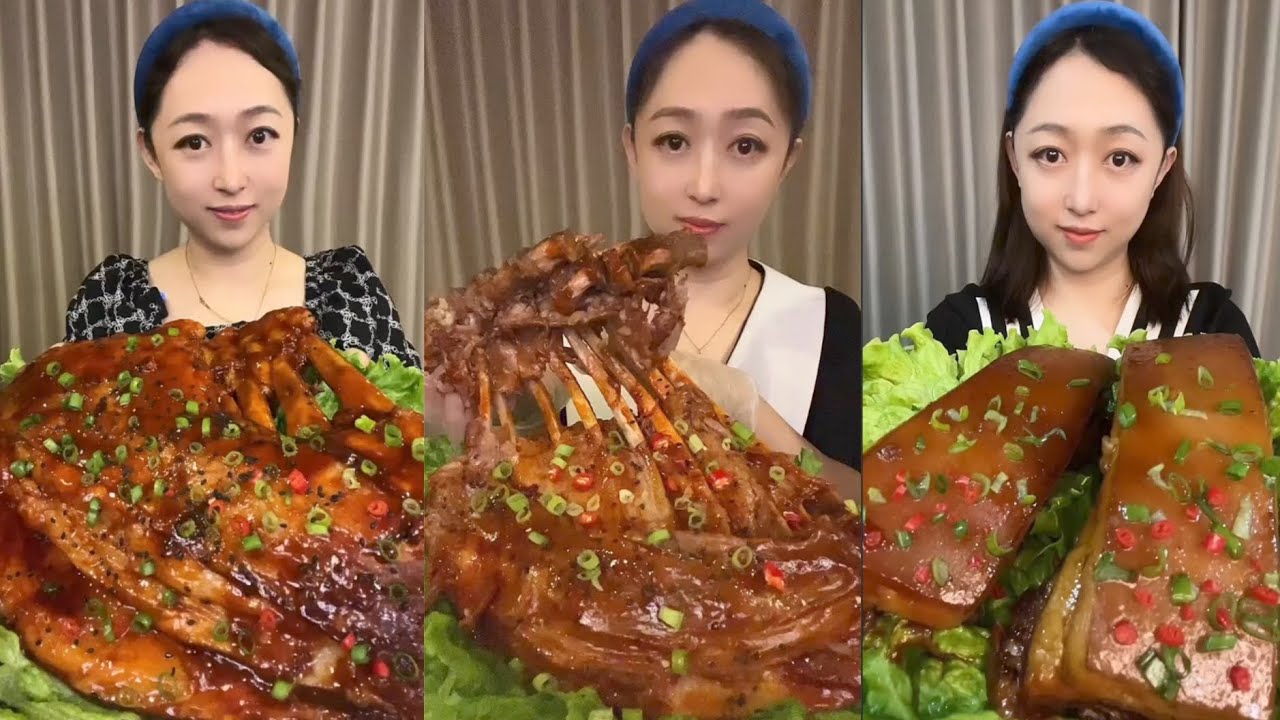 Mukbang #35: Eating roll  belly , braised pork belly, legs pork #mukbang #eatingshow #porkbelly
