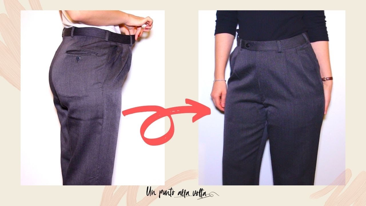 Stringere i pantaloni in vita senza elastico | Refashion veloce | Un punto alla volta
